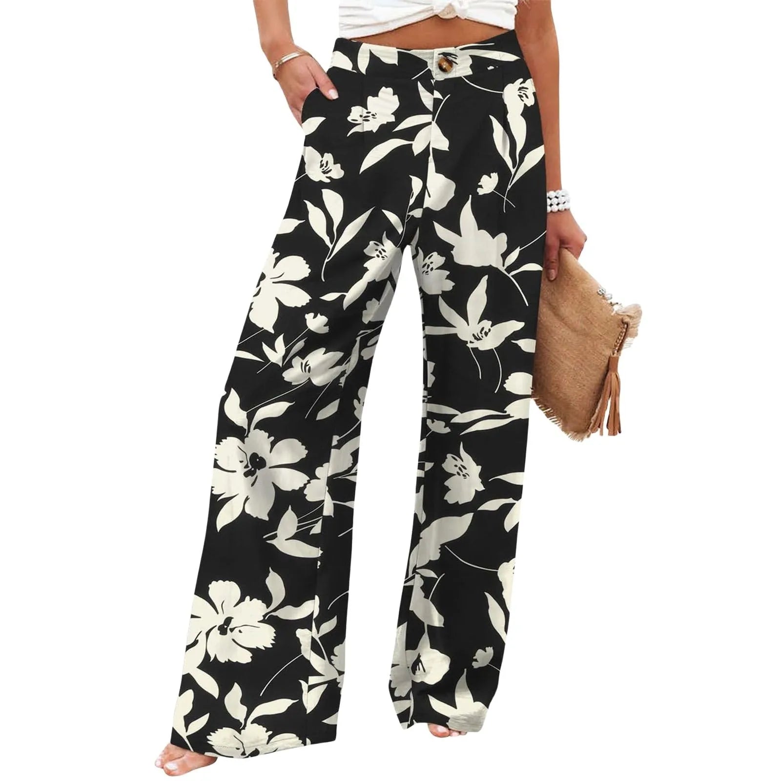 Derika - Jeans Wide Leg de Tiro Alto con Rayas