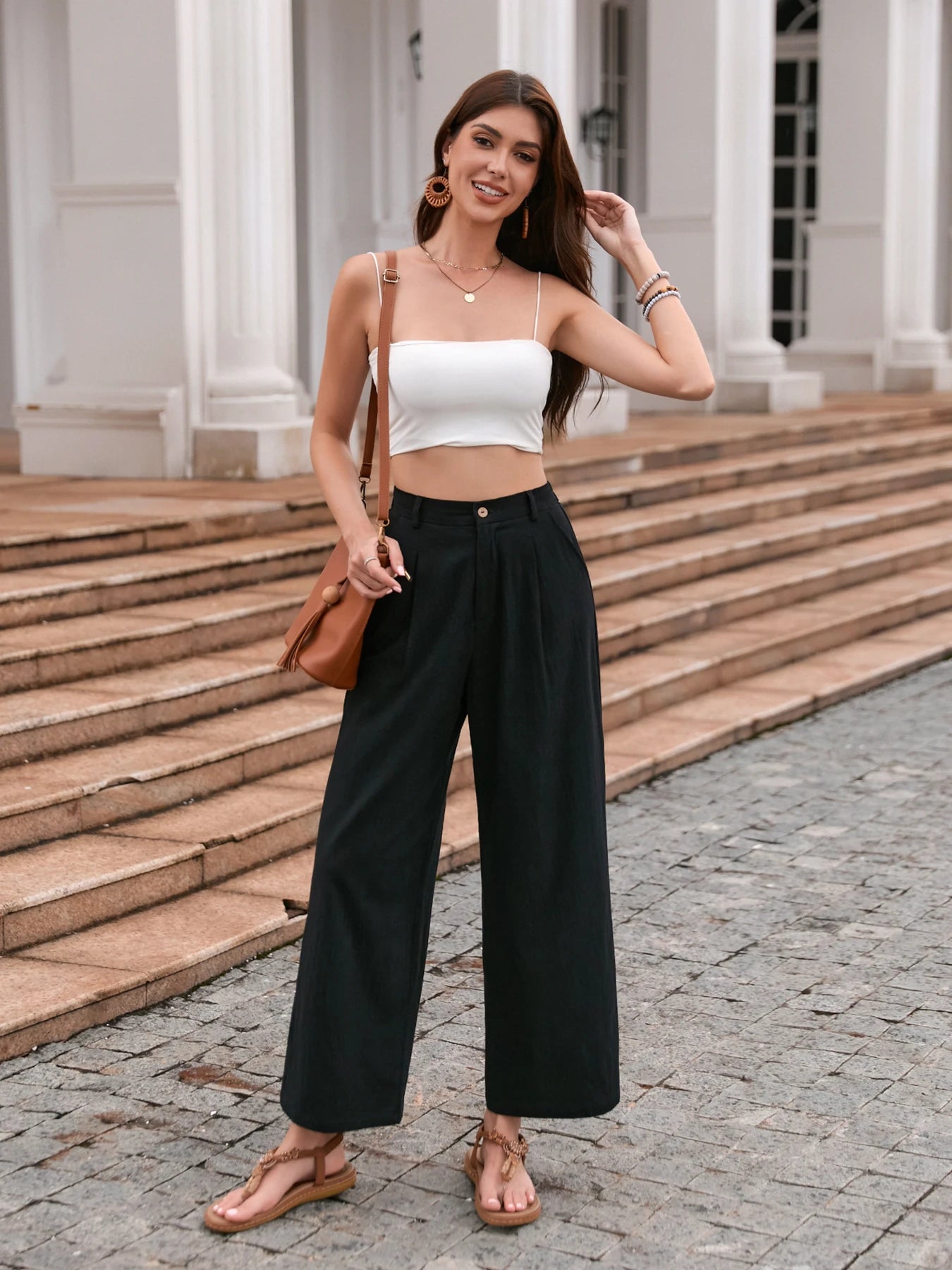 Carmen - Pantalón de Lino Casual con Bolsillos