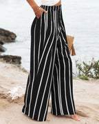 Derika - Jeans Wide Leg de Tiro Alto con Rayas