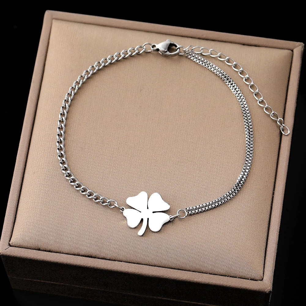 Trebol- Pulsera Elegante de Acero Inoxidable