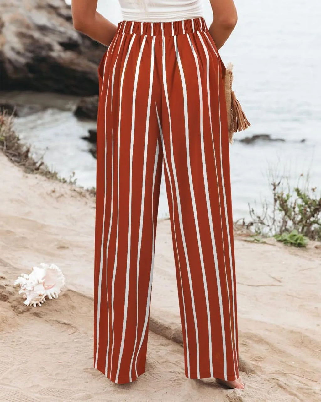 Derika - Jeans Wide Leg de Tiro Alto con Rayas