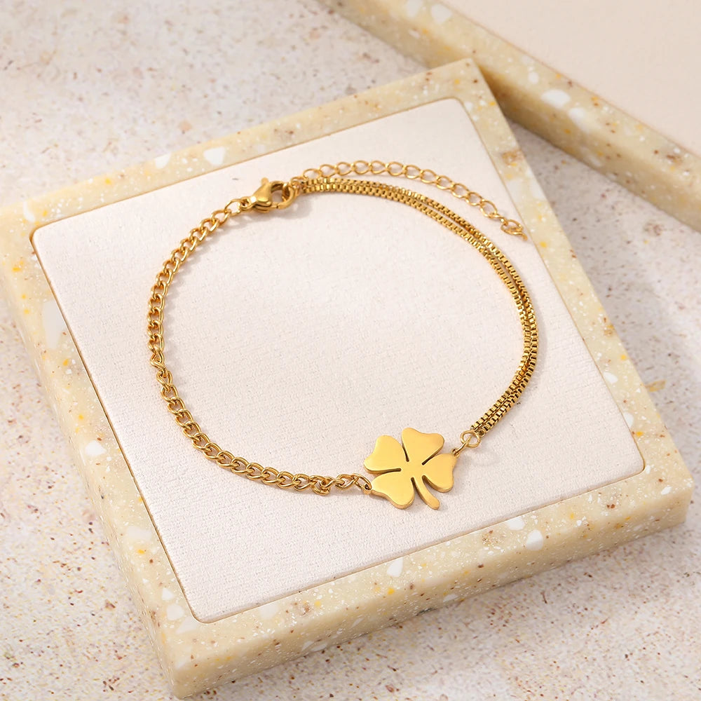 Trebol- Pulsera Elegante de Acero Inoxidable
