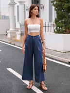 Carmen - Pantalón de Lino Casual con Bolsillos