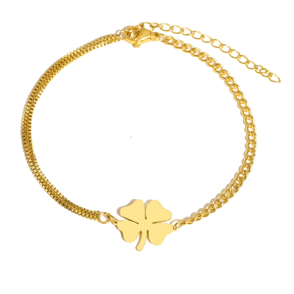 Trebol- Pulsera Elegante de Acero Inoxidable