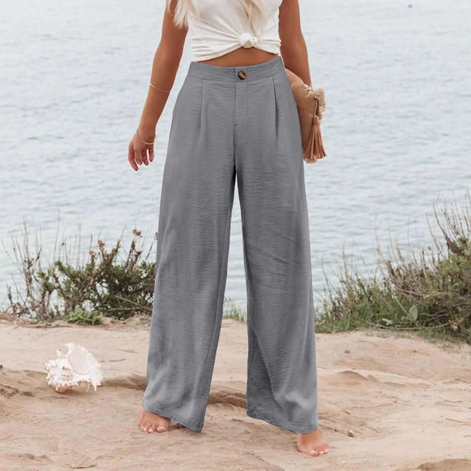 Derika - Jeans Wide Leg de Tiro Alto con Rayas