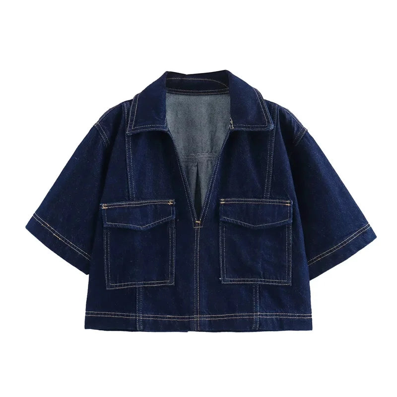 Enola – Conjunto Vaquero de Blusa y Short Denim Set