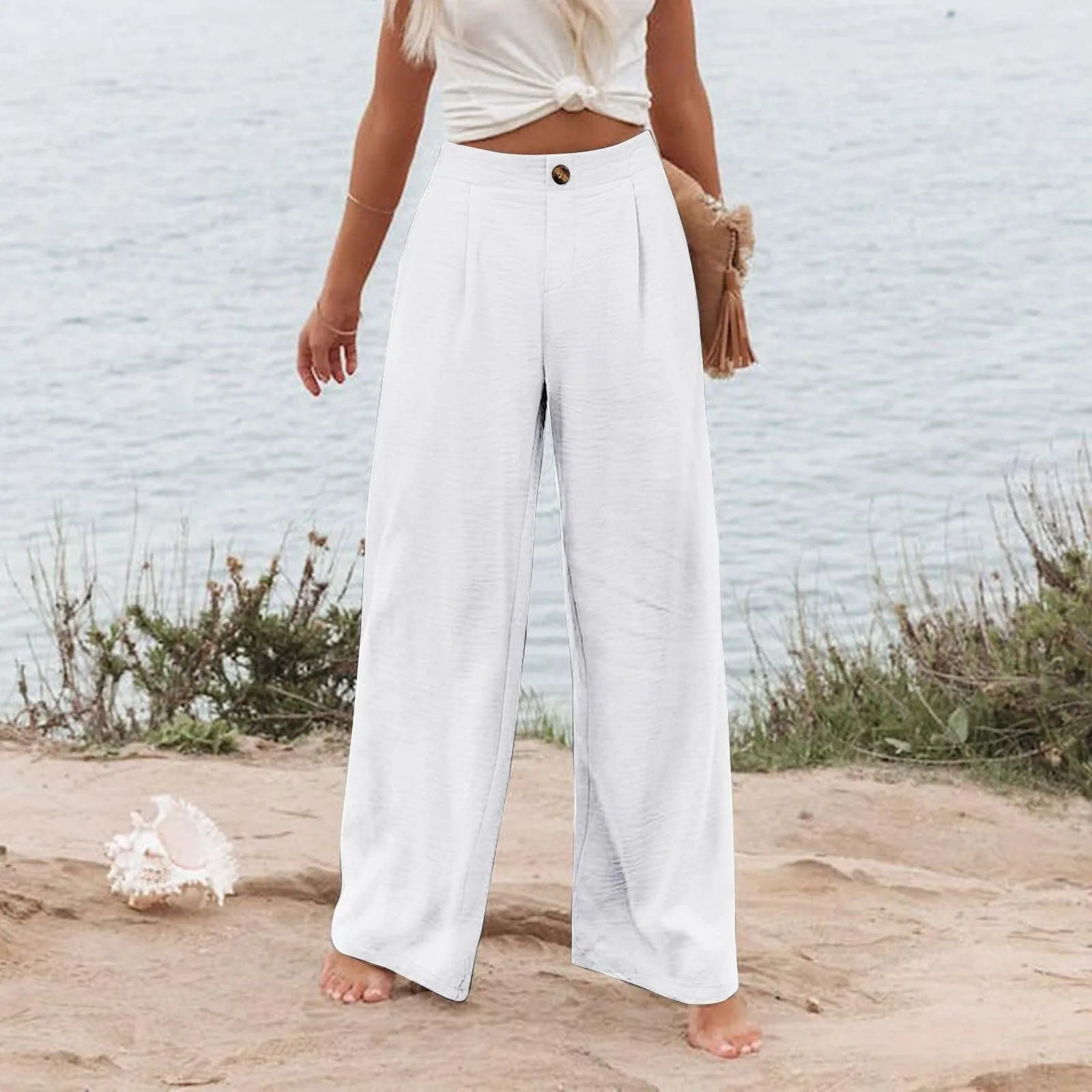 Derika - Jeans Wide Leg de Tiro Alto con Rayas