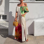 Rhoada - Vestido Bohemio Largo de Verano con Manga Linterna