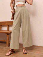 Carmen - Pantalón de Lino Casual con Bolsillos
