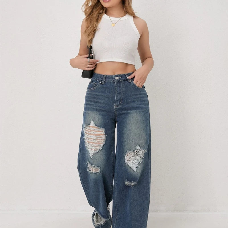 Aura – Jeans Wide Leg Denim de Corte Europeo y Estilo Urbano