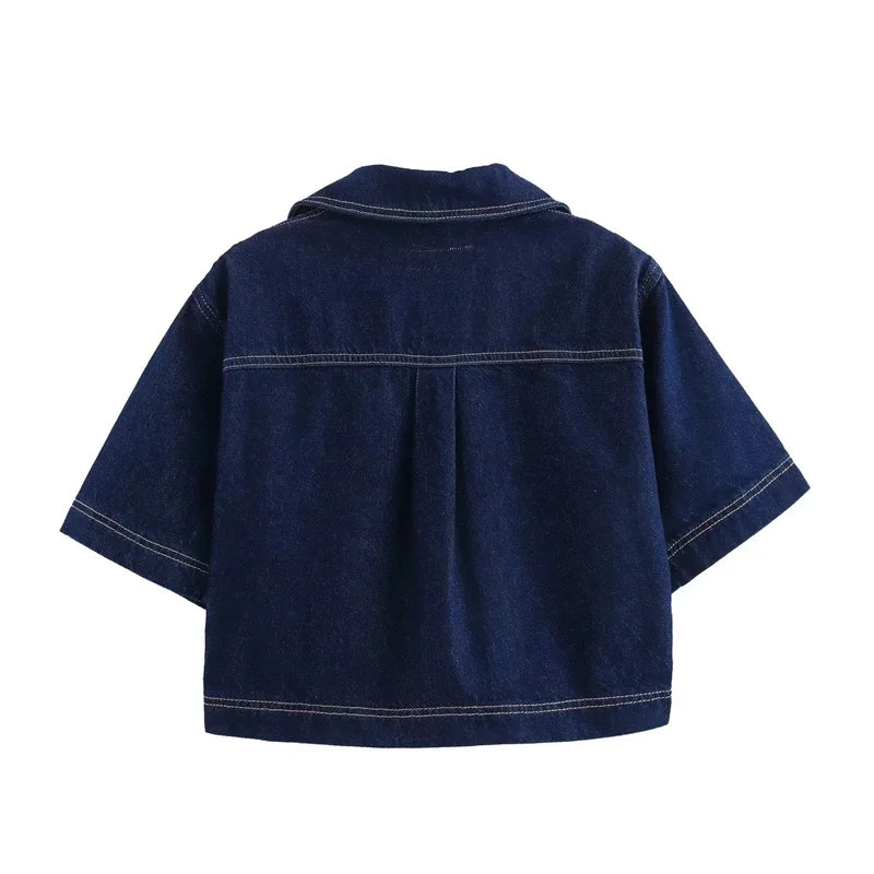Enola – Conjunto Vaquero de Blusa y Short Denim Set