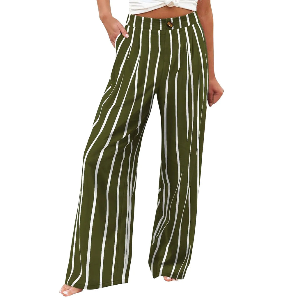 Derika - Jeans Wide Leg de Tiro Alto con Rayas