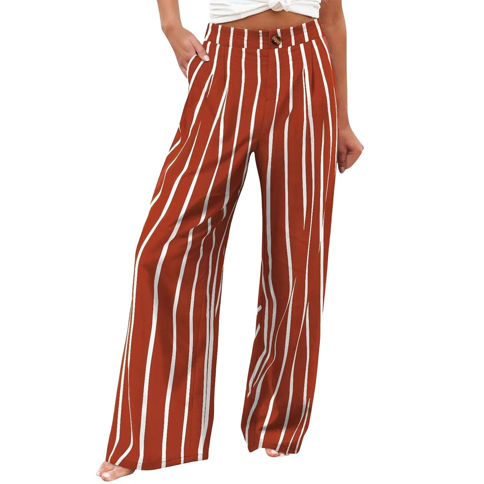 Derika - Jeans Wide Leg de Tiro Alto con Rayas