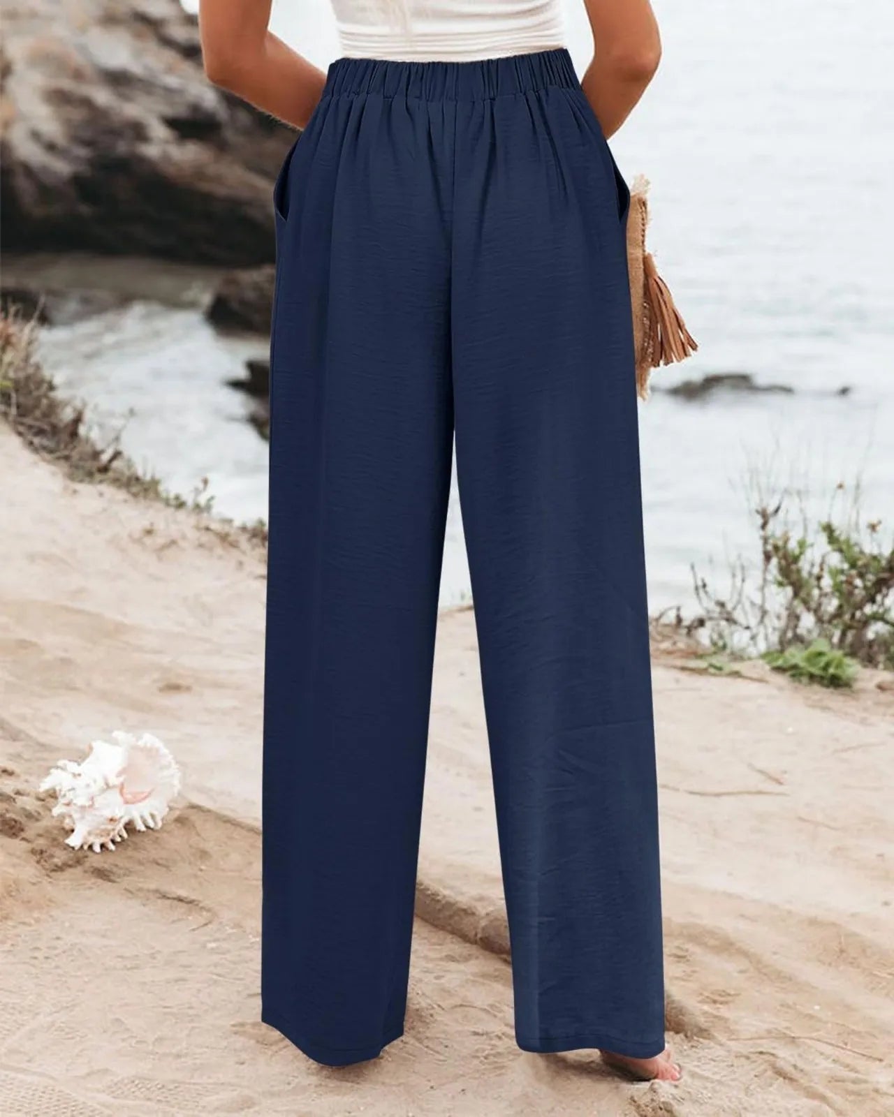 Derika - Jeans Wide Leg de Tiro Alto con Rayas
