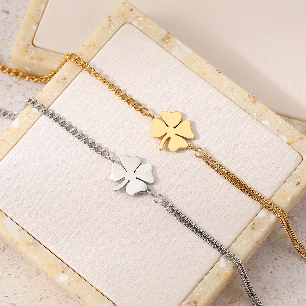 Trebol- Pulsera Elegante de Acero Inoxidable