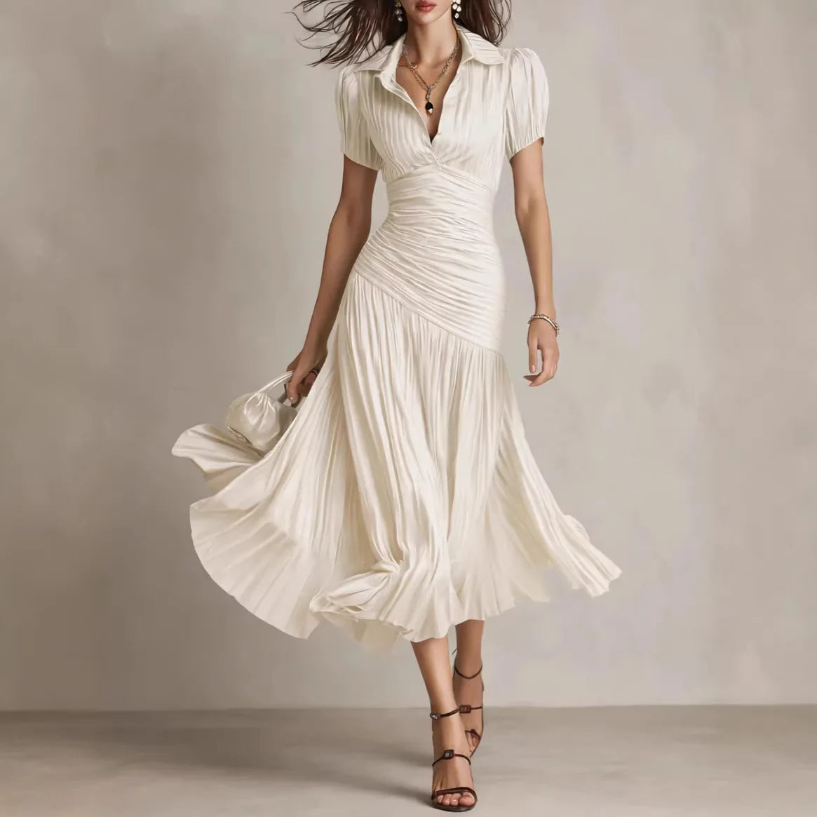 Dariana – Vestido Largo Elegante de Verano con Escote en V