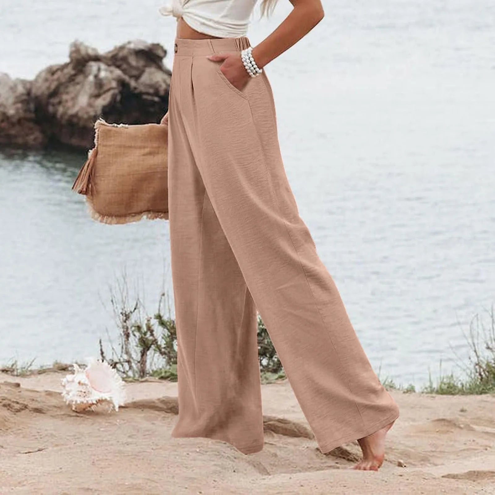 Derika - Jeans Wide Leg de Tiro Alto con Rayas