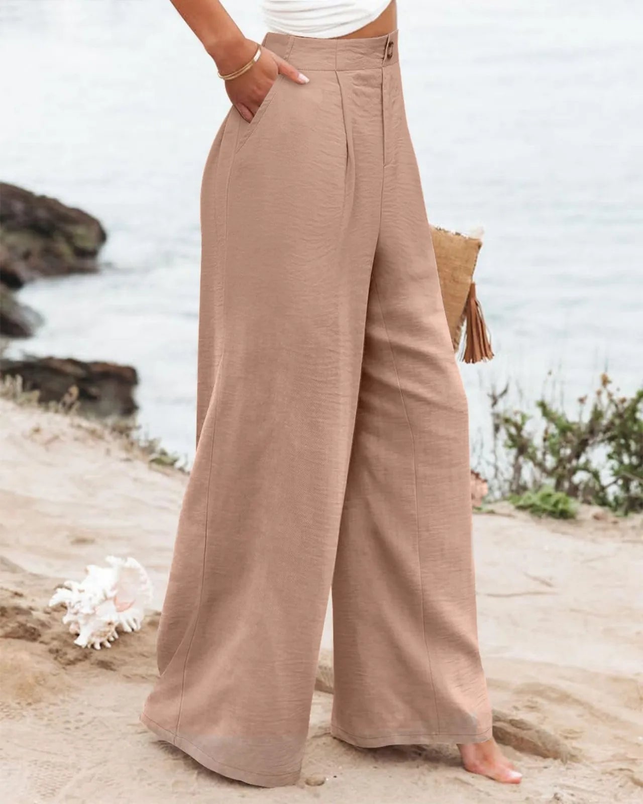 Derika - Jeans Wide Leg de Tiro Alto con Rayas