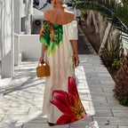 Rhoada - Vestido Bohemio Largo de Verano con Manga Linterna
