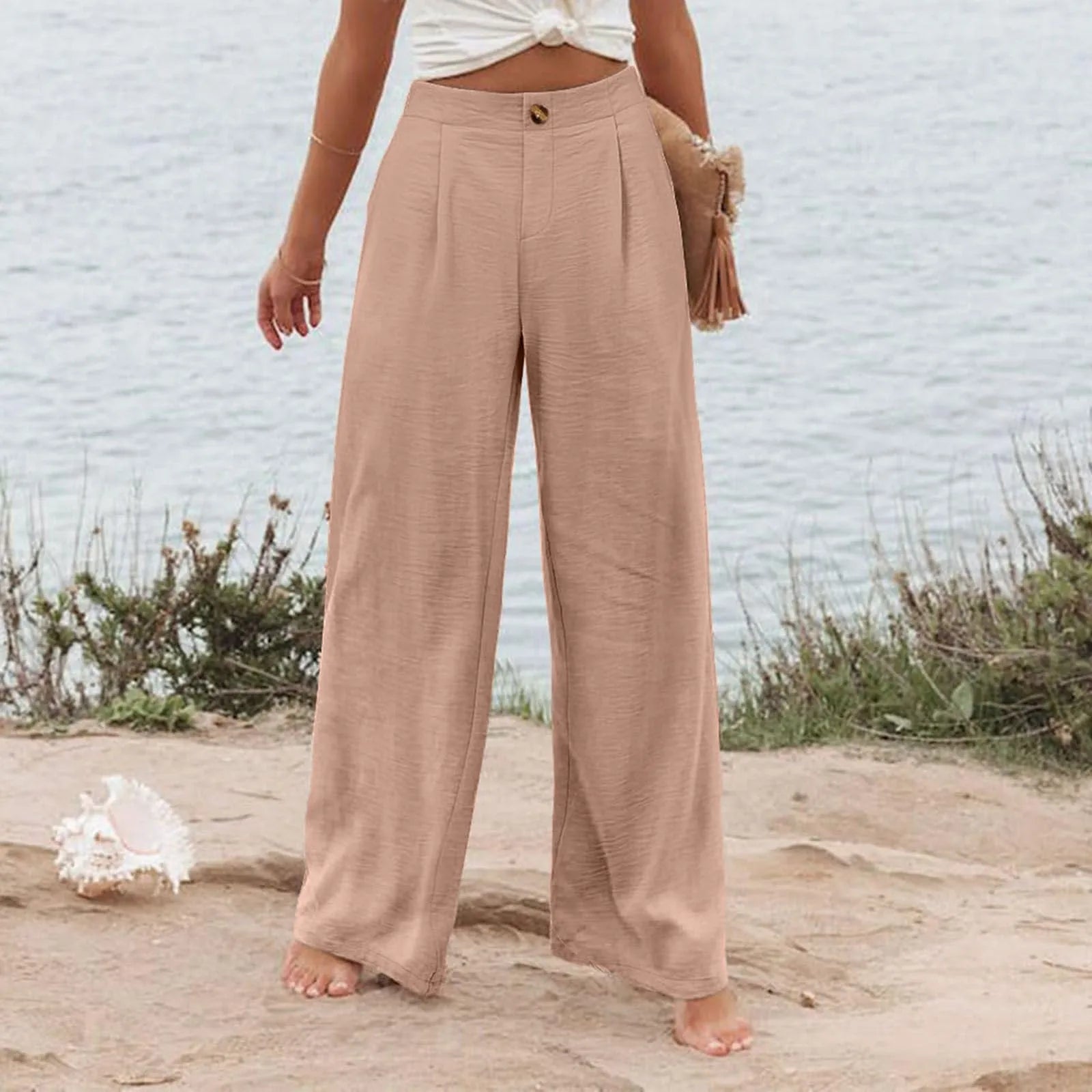 Derika - Jeans Wide Leg de Tiro Alto con Rayas