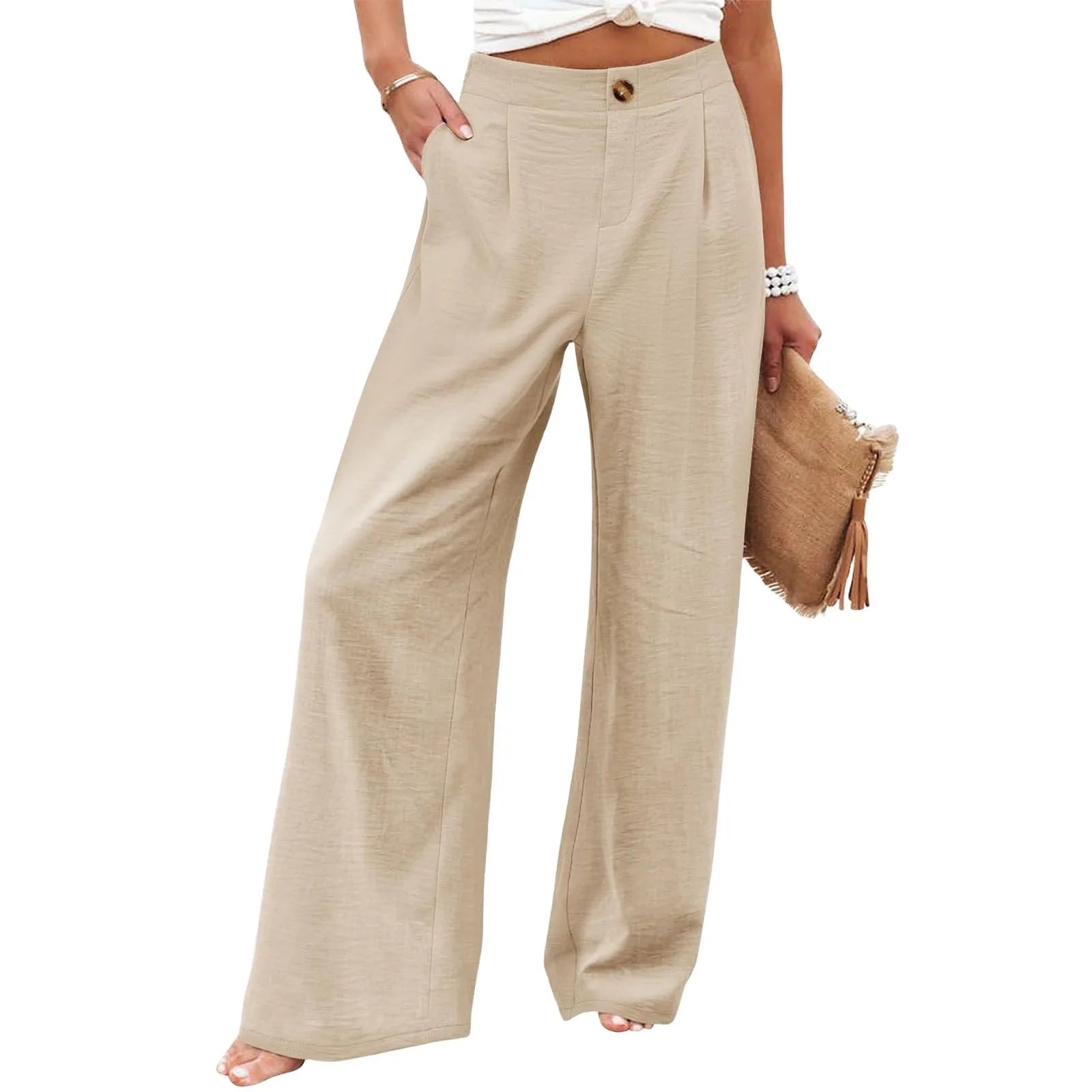Derika - Jeans Wide Leg de Tiro Alto con Rayas