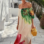 Rhoada - Vestido Bohemio Largo de Verano con Manga Linterna