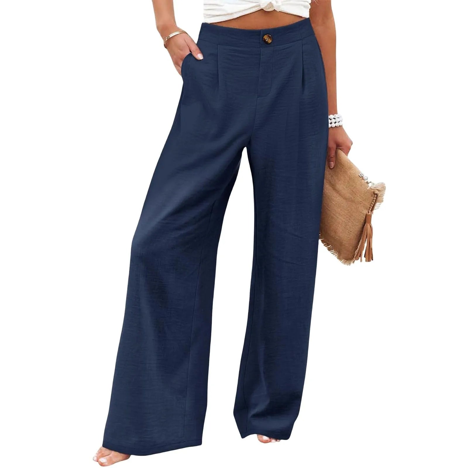 Derika - Jeans Wide Leg de Tiro Alto con Rayas