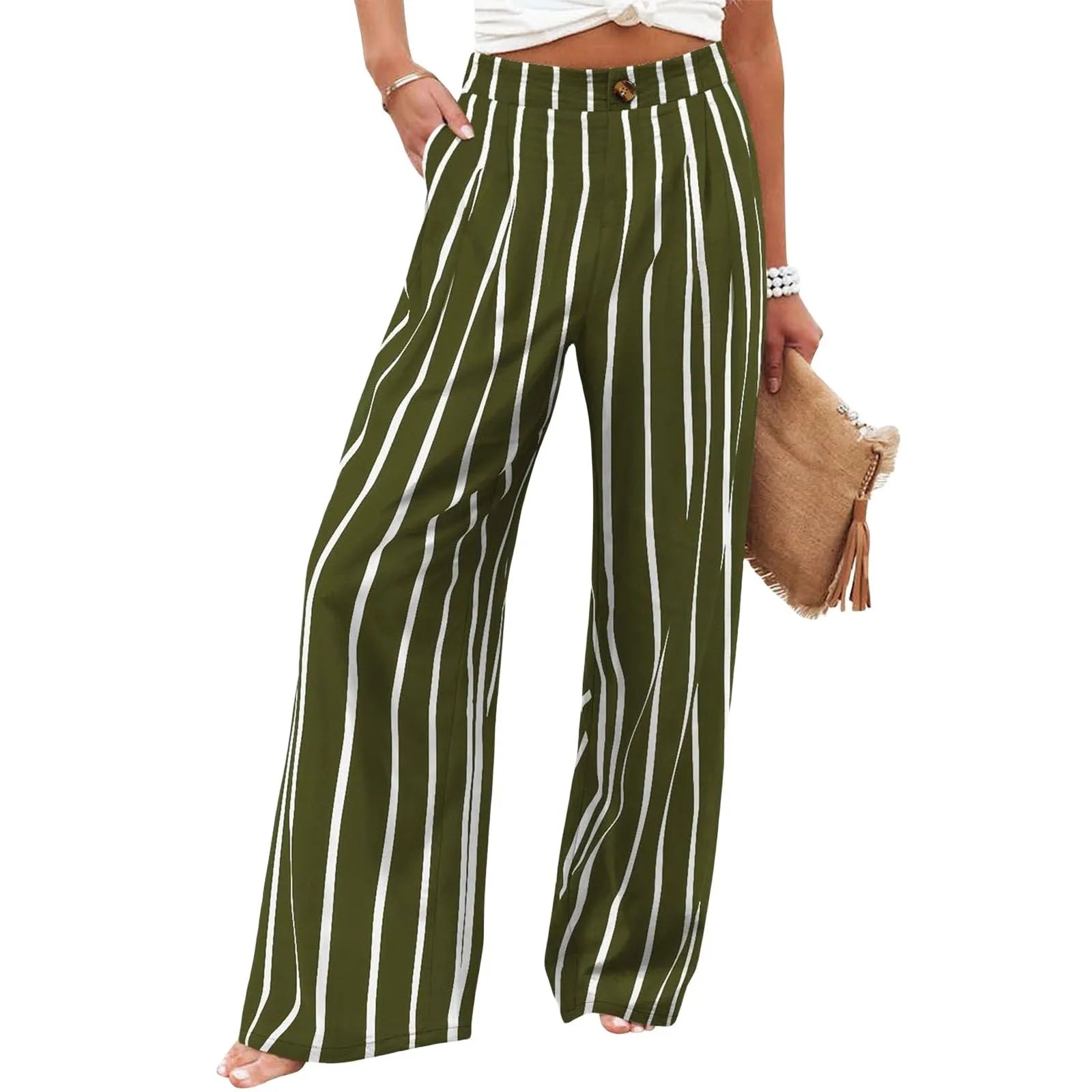 Derika - Jeans Wide Leg de Tiro Alto con Rayas
