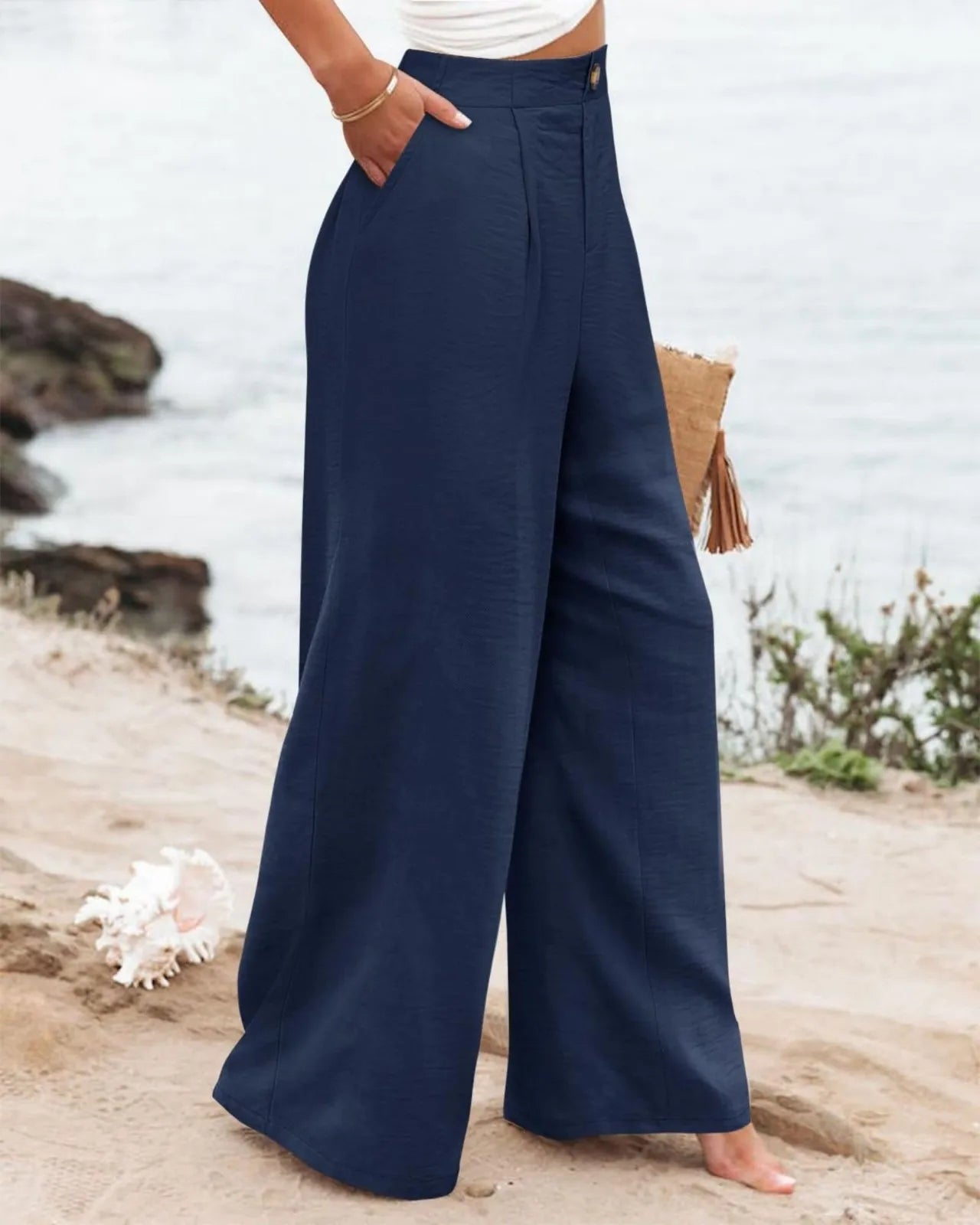 Derika - Jeans Wide Leg de Tiro Alto con Rayas