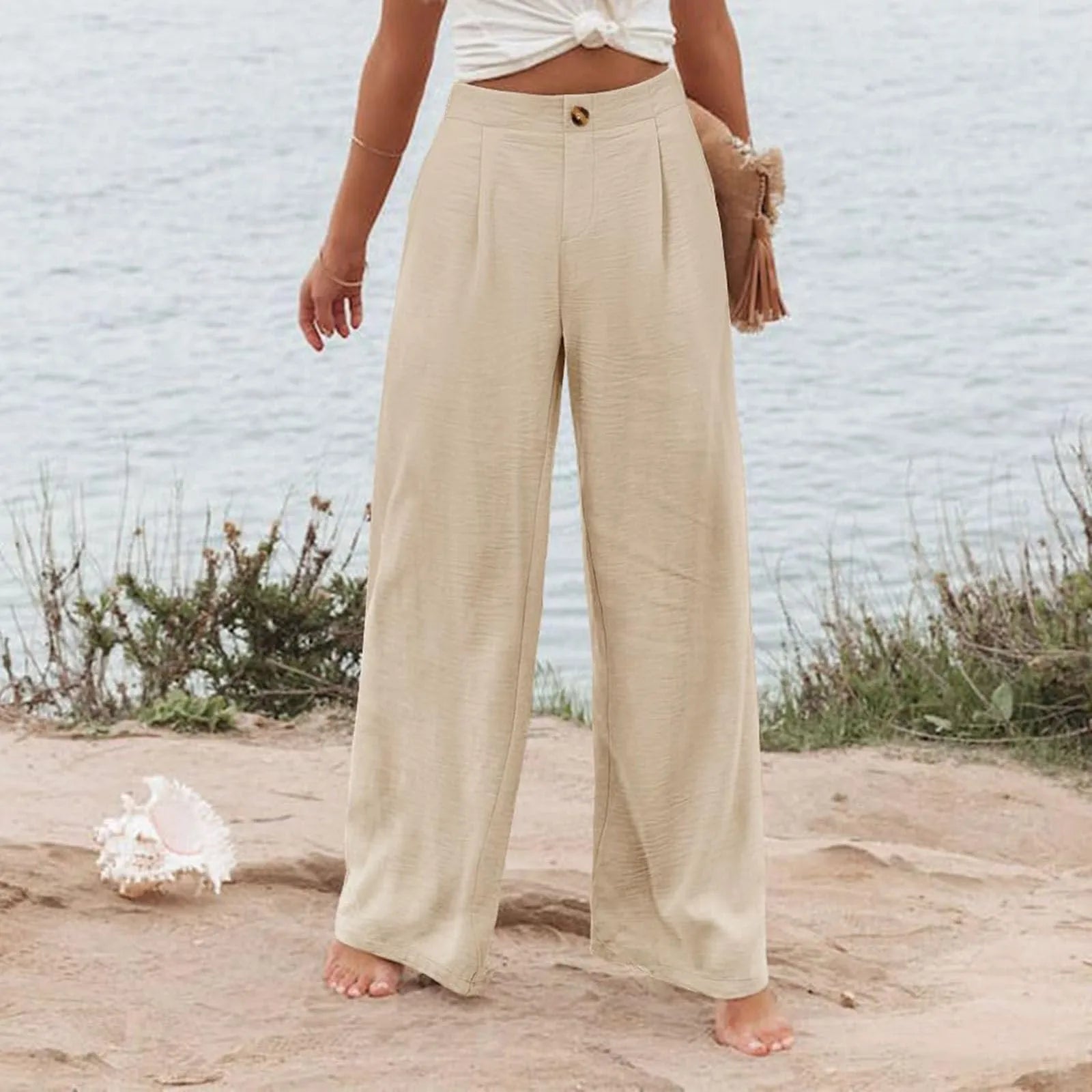 Derika - Jeans Wide Leg de Tiro Alto con Rayas