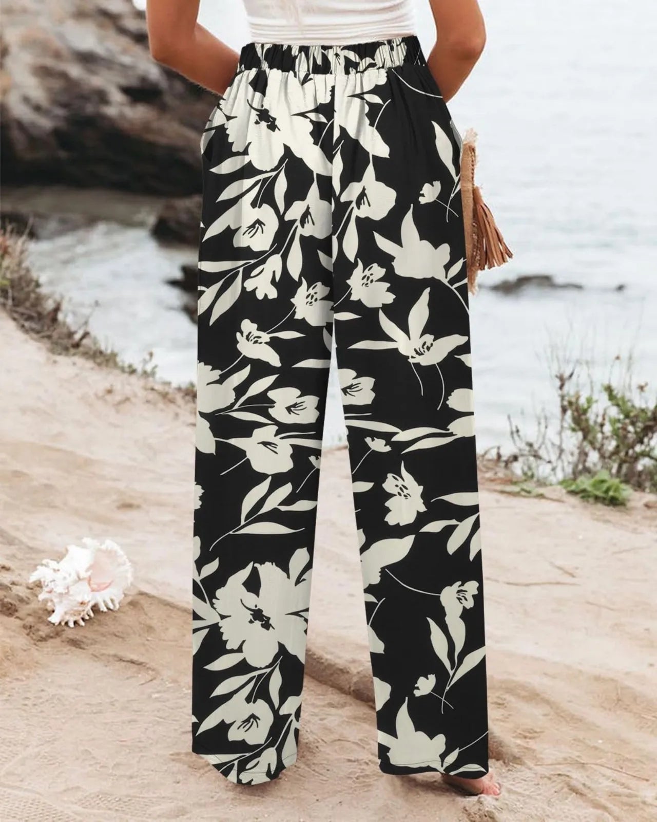 Derika - Jeans Wide Leg de Tiro Alto con Rayas