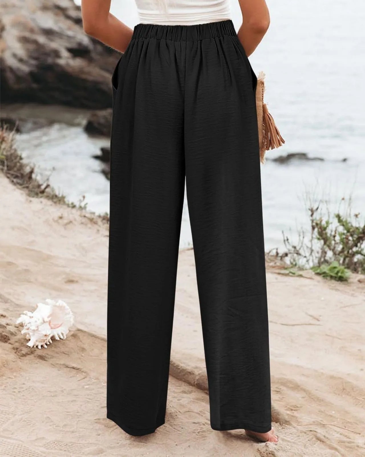 Derika - Jeans Wide Leg de Tiro Alto con Rayas