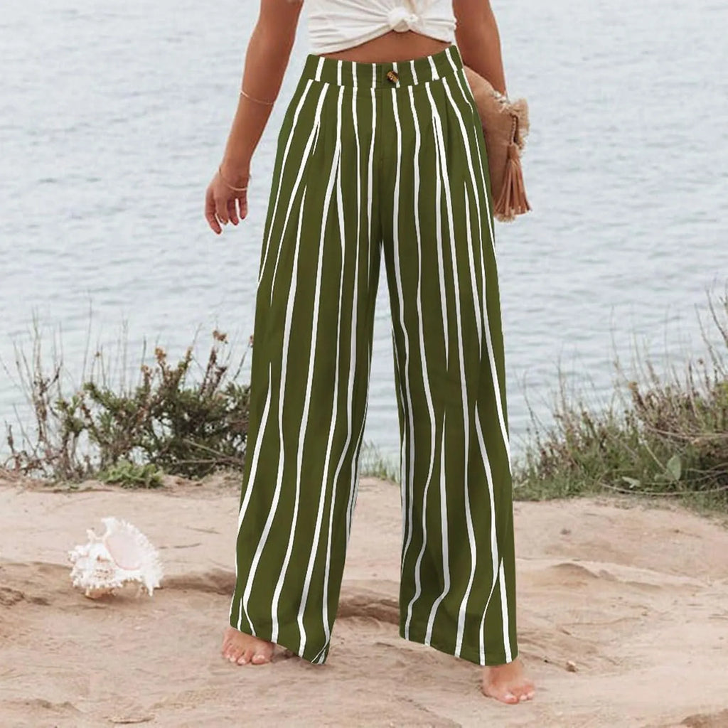 Derika - Jeans Wide Leg de Tiro Alto con Rayas