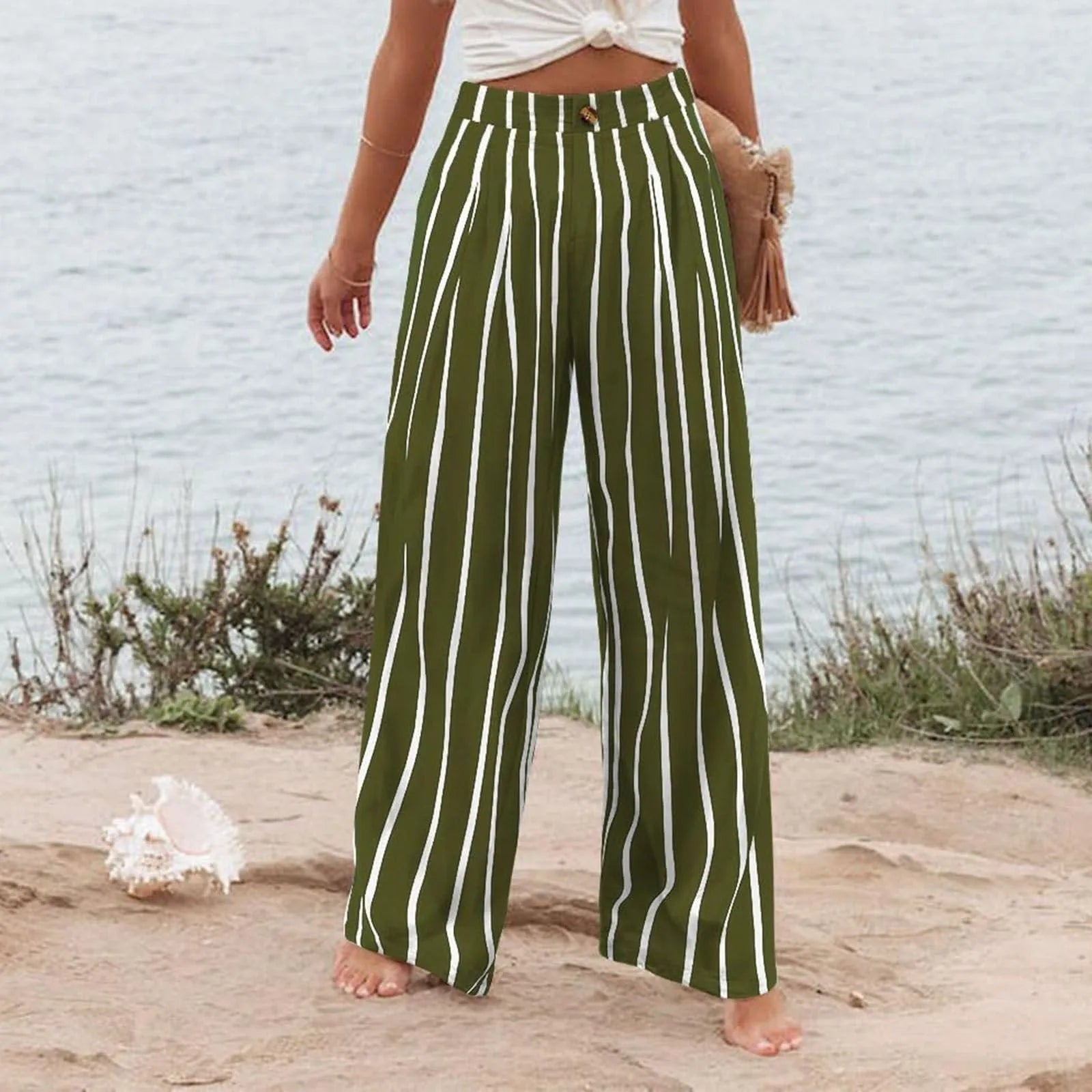 Derika - Jeans Wide Leg de Tiro Alto con Rayas