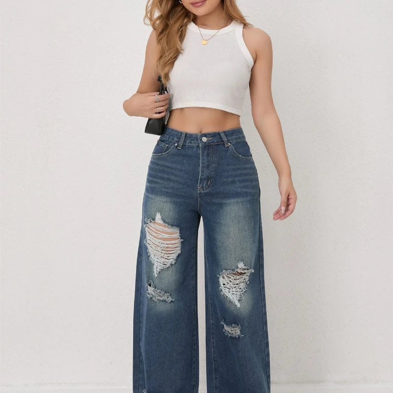 Aura – Jeans Wide Leg Denim de Corte Europeo y Estilo Urbano