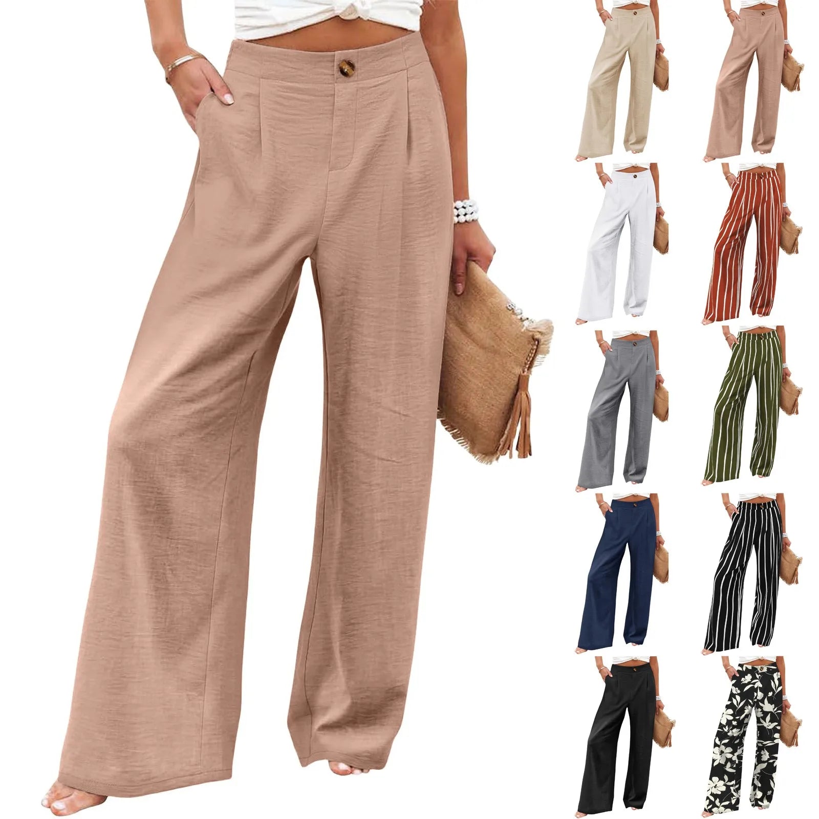 Derika - Jeans Wide Leg de Tiro Alto con Rayas