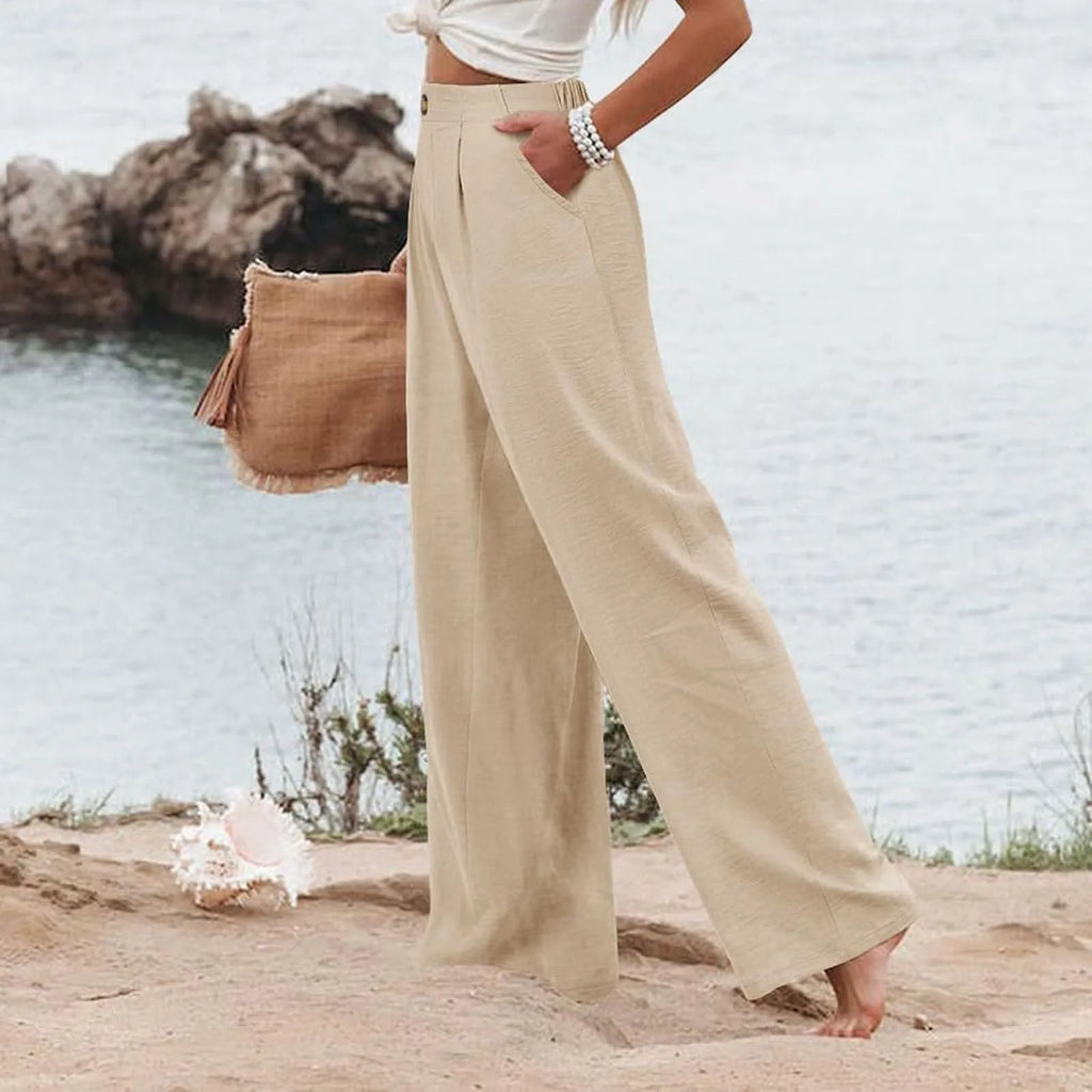 Derika - Jeans Wide Leg de Tiro Alto con Rayas
