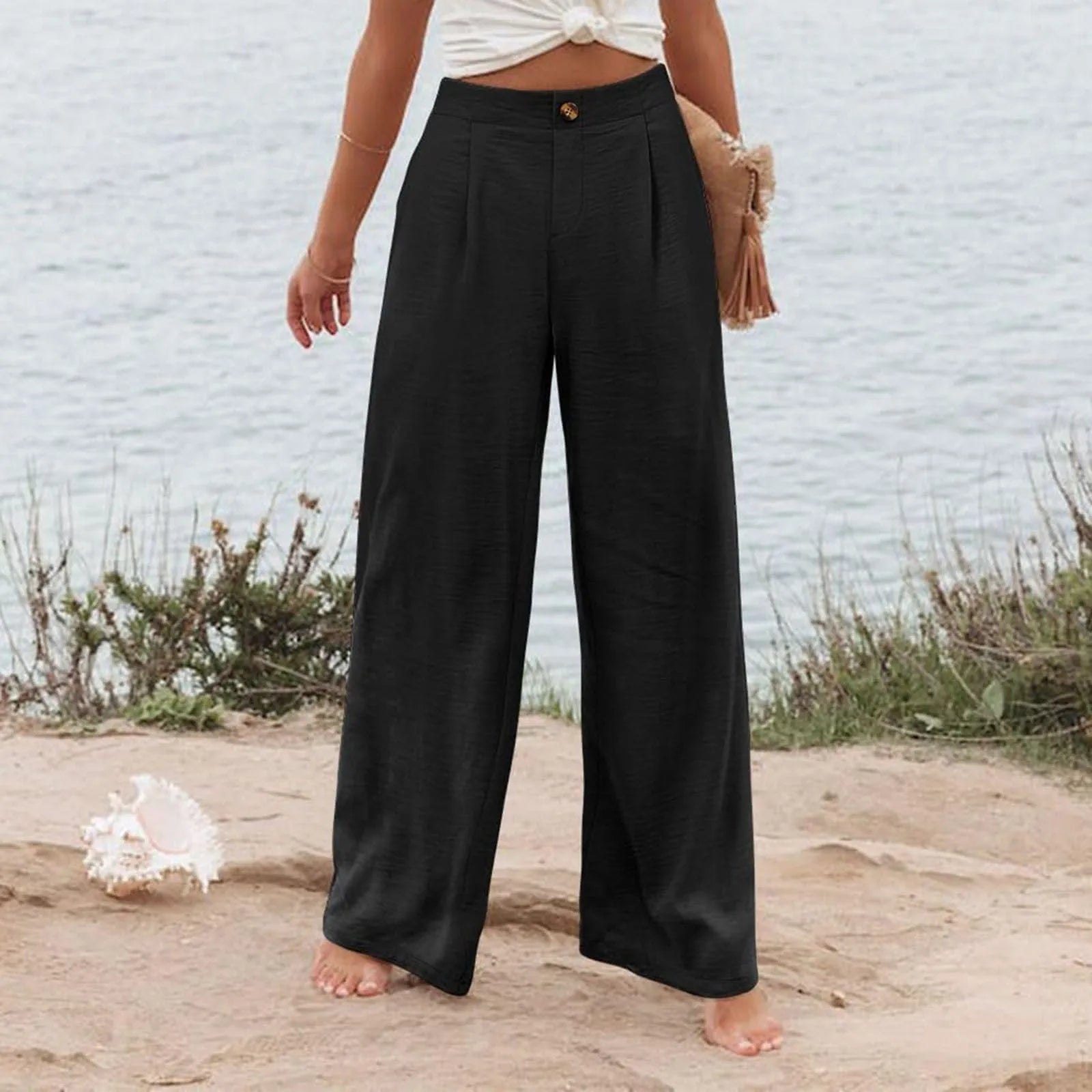 Derika - Jeans Wide Leg de Tiro Alto con Rayas