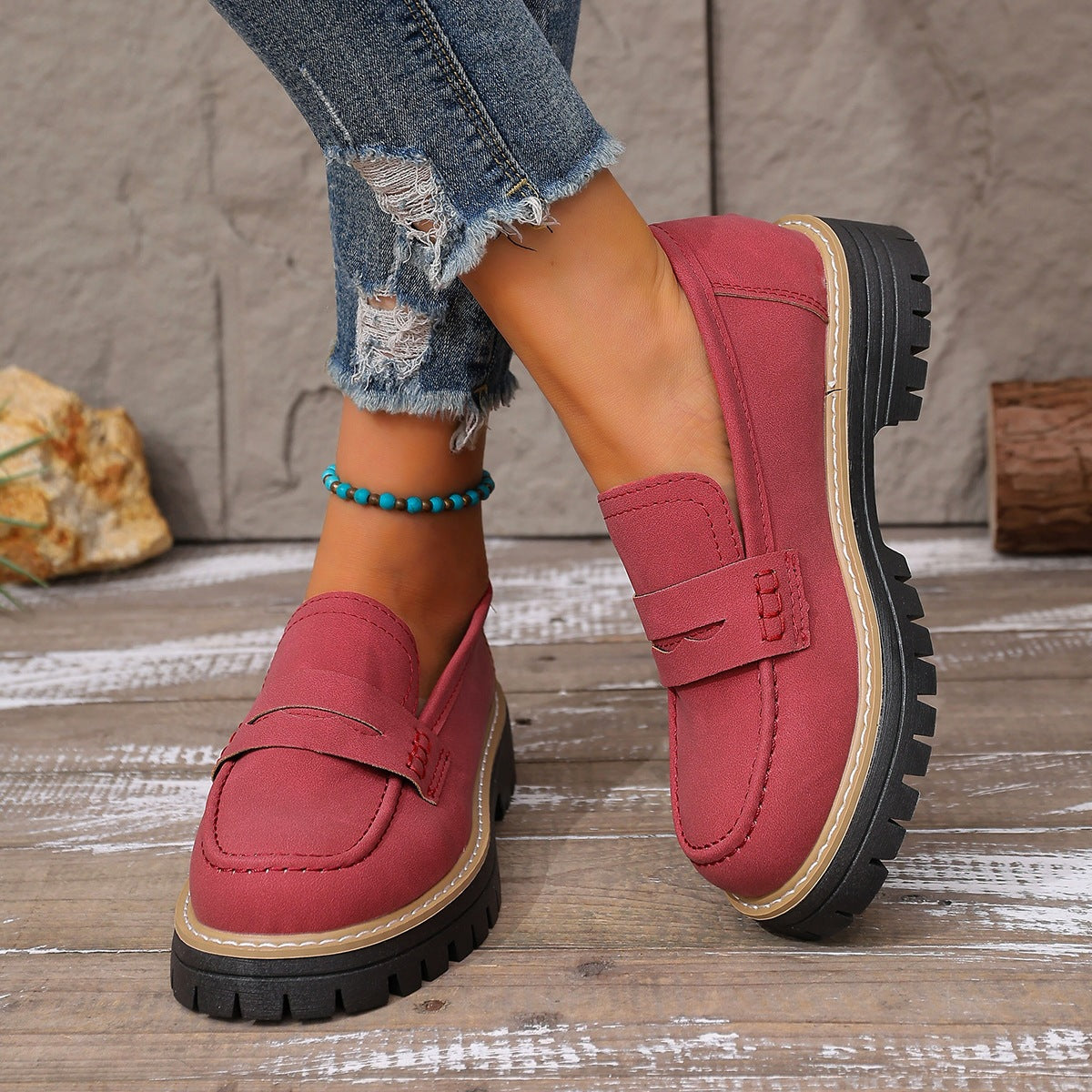 Elisa - Mocasines de Polipiel con Plantilla de Piel