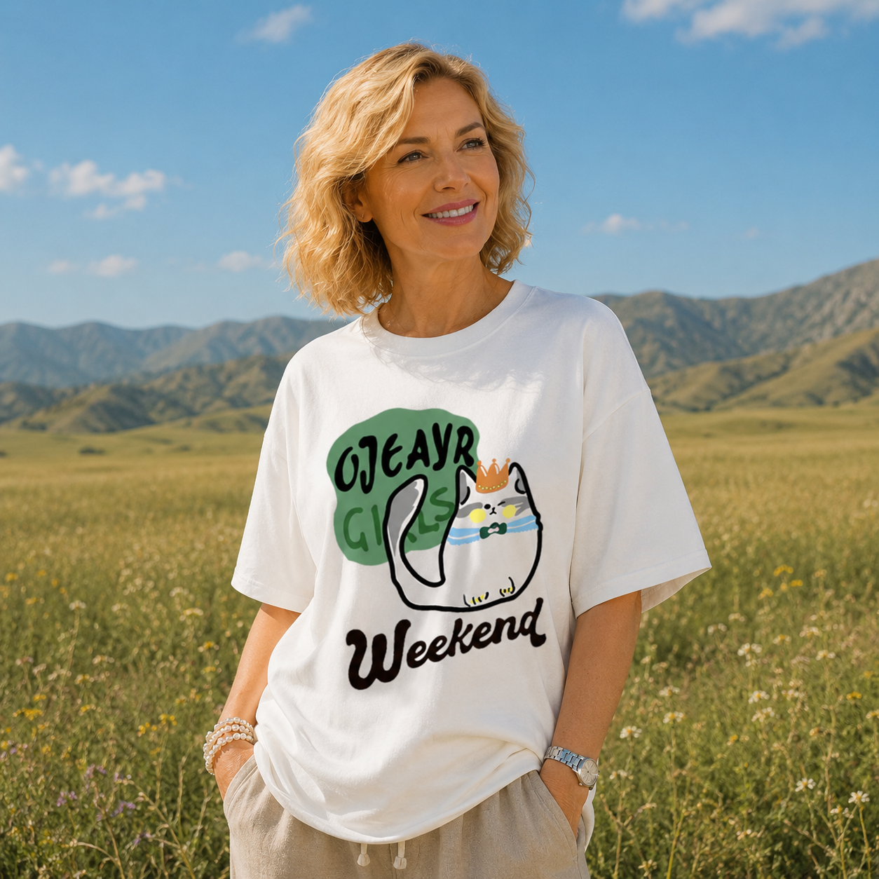 Aitana - Camiseta oversize de algodón 100% con estampado