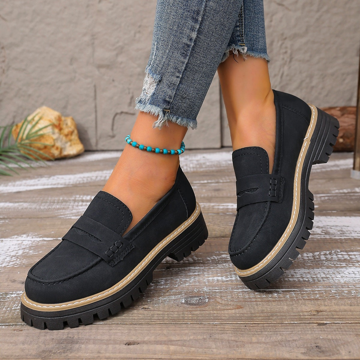 Elisa - Mocasines de Polipiel con Plantilla de Piel