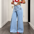 Selena - Pantalón vaquero recto de algodón y poliéster