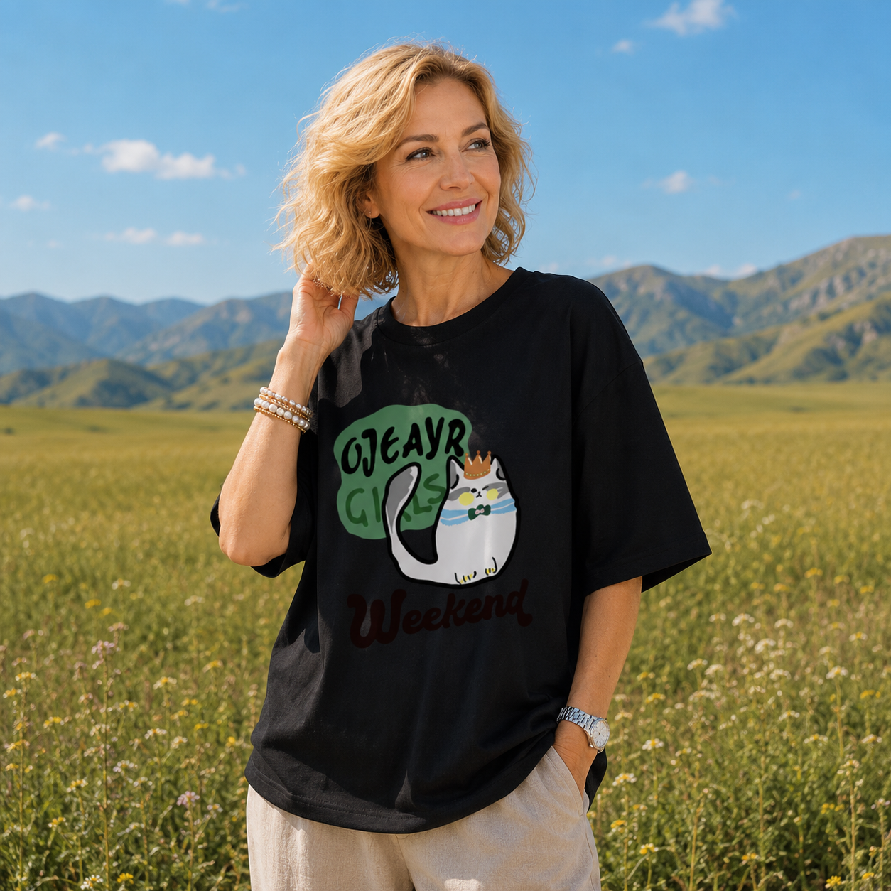 Aitana - Camiseta oversize de algodón 100% con estampado