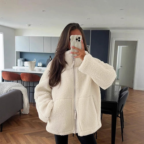 Aina - Chaqueta de borreguito efecto lana con algodón y poliéster
