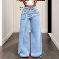 Selena - Pantalón vaquero recto de algodón y poliéster