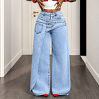 Selena - Pantalón vaquero recto de algodón y poliéster
