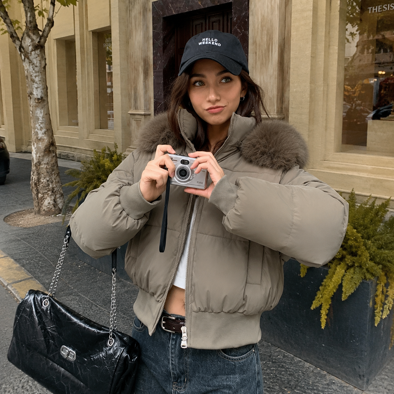 Bianca - Chaqueta acolchada con capucha desmontable y cuello de pelo sintético