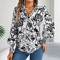 Tania - Blusa floral de poliéster con mangas farol
