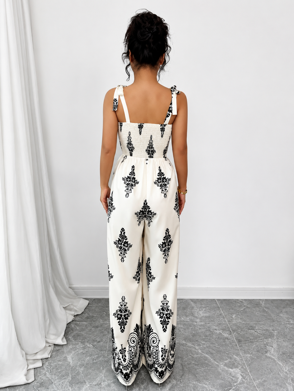 Susana – Mono Boho Estampado Paisley de Pierna Ancha