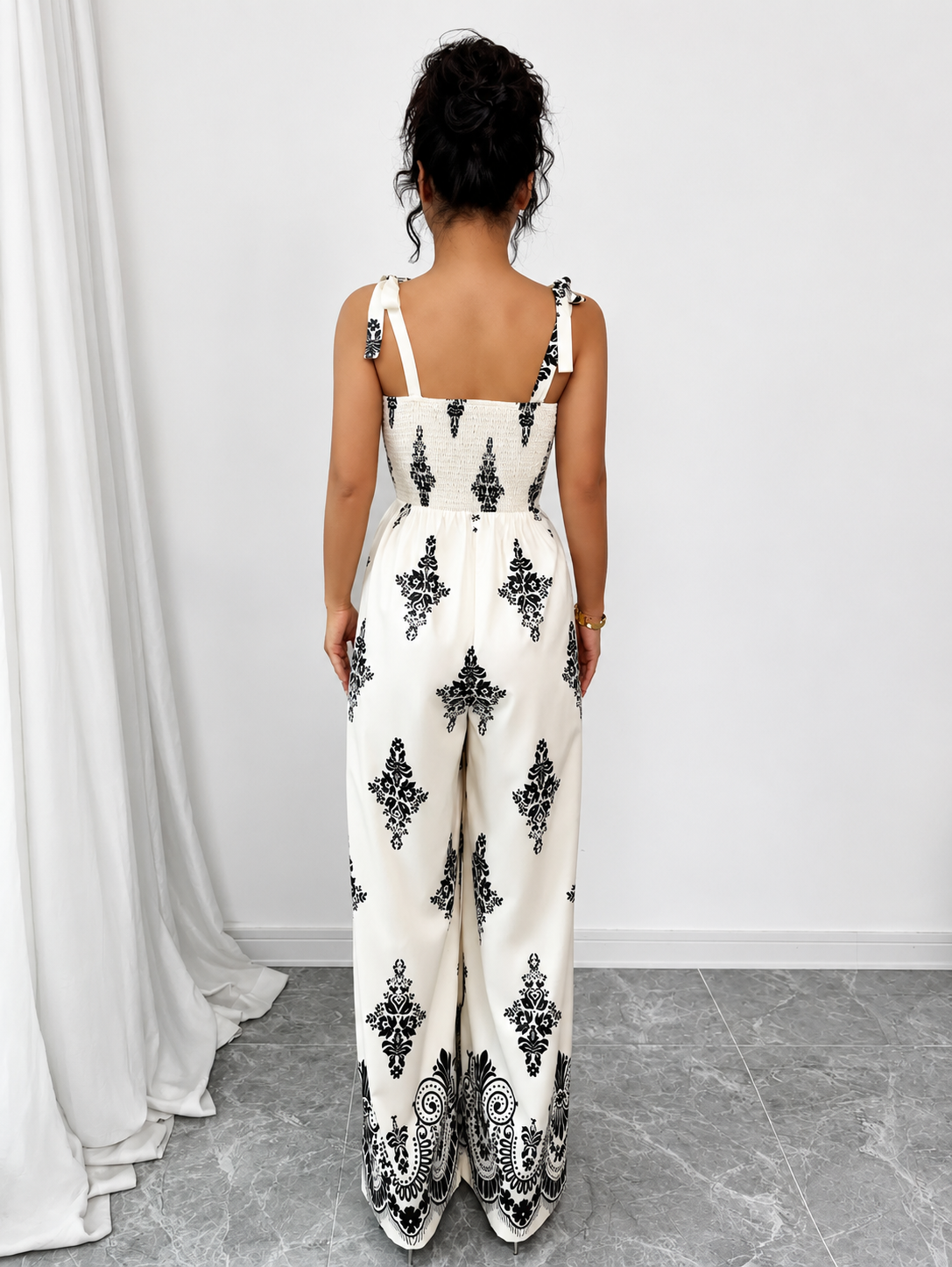 Susana – Mono Boho Estampado Paisley de Pierna Ancha
